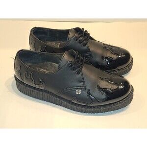 TUK Black Leather  Creepers Mens Size 5 ,Women  7  Platform Shoes Vintage Retro